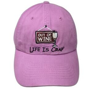 Life is Crap Baseball Cap Pink One Size Out of Wine Graphic Strapback Cotton Hat